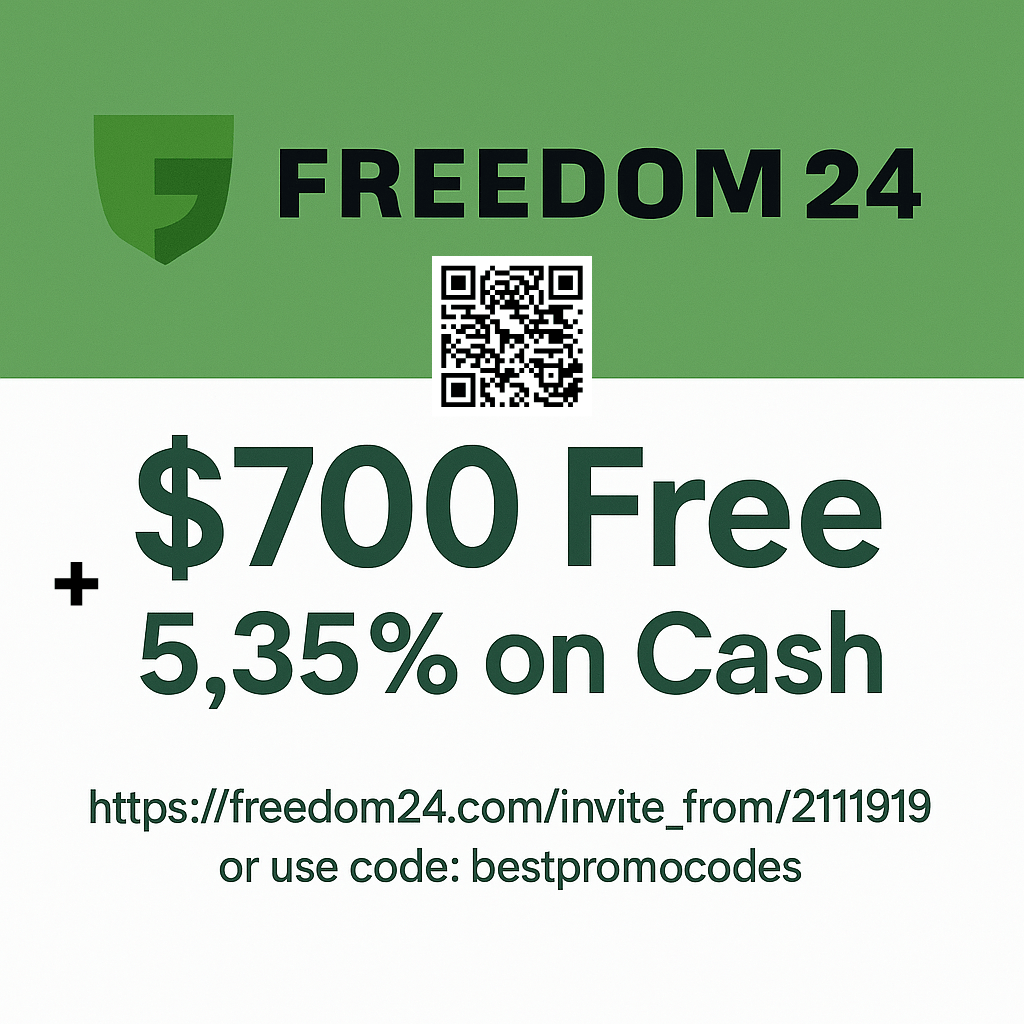 Freedom24 Referral Code free Bonus 700$ + 5,35 % on cash