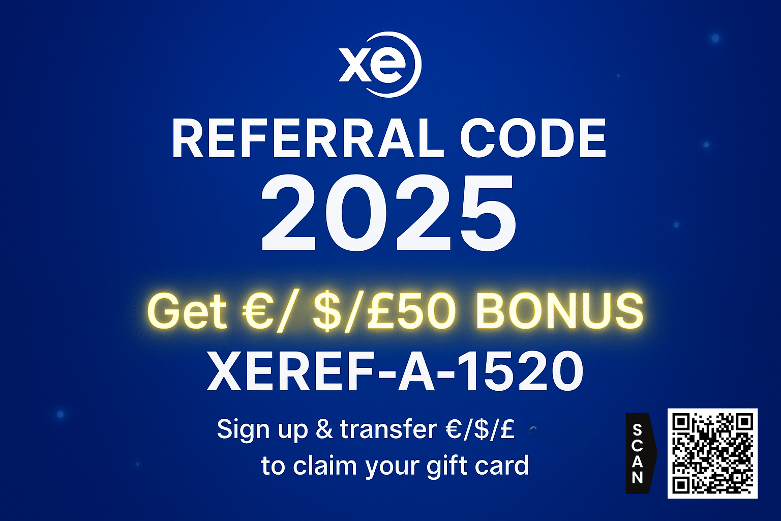 Transfer 50 EUR/USD Referral Promo Code (2025) XE.com free gift card